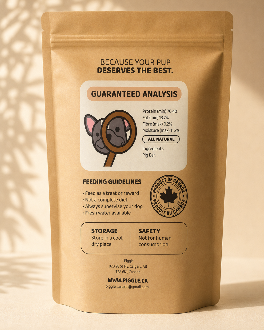 Piggle | Single-Ingredient Pig Ear Chews for Dogs, Made in Canada