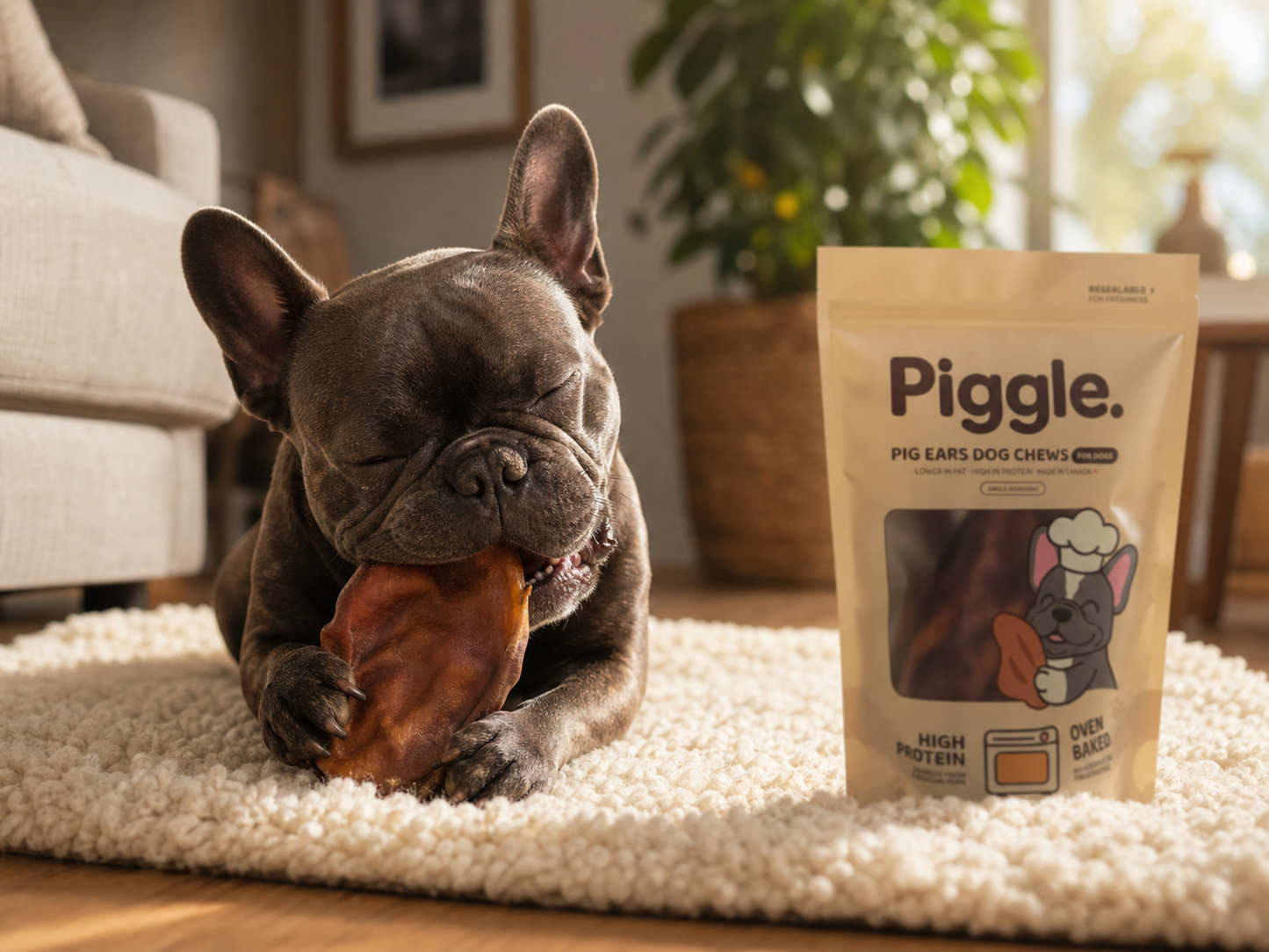Piggle | Single-Ingredient Pig Ear Chews for Dogs, Made in Canada